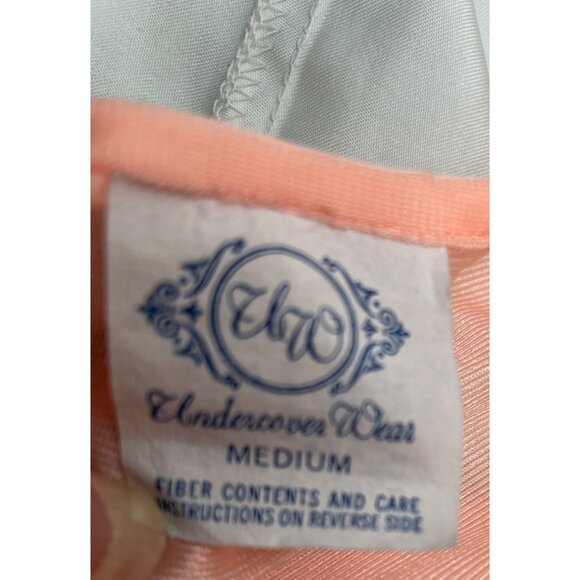 Vintage Peach Nightgown With Delicate Lace Waist Sheer Flowy Skirt Adjustable Sp - Picture 7 of 8